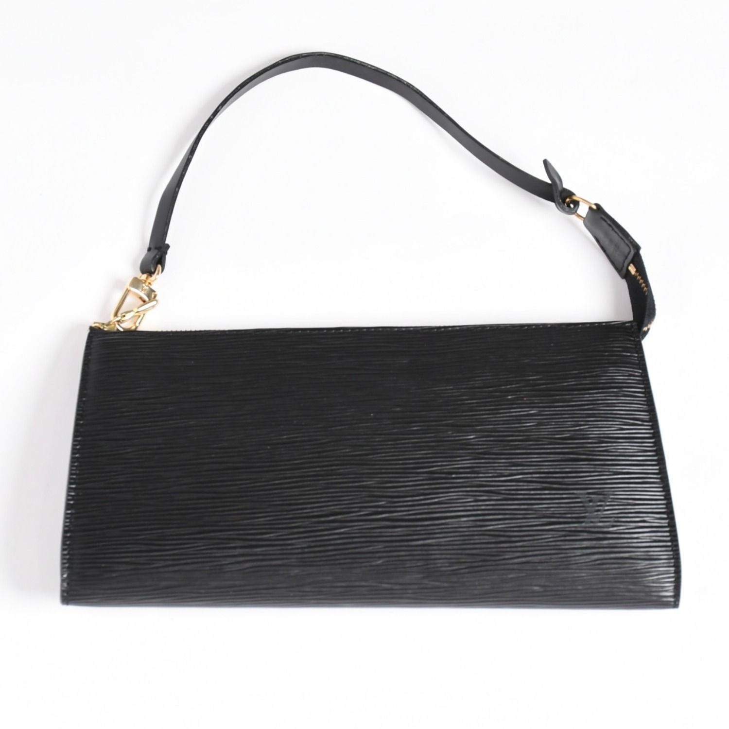 極美品 LOUIS VUITTON ルイヴィトン ポシェット アクセソワール アクセサリーポーチ M52942 エピ ブラック ゴールド金具 中古 4a004178