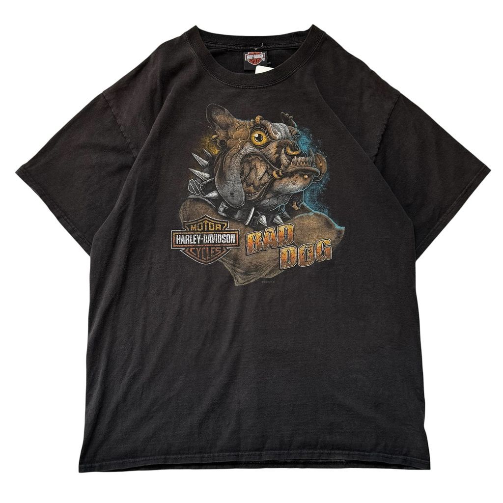 HARLEY DAVIDSON BAD DOG ハーレーダビッドソン 両面プリント Tシャツ ブラック Lサイズ No.EA567
