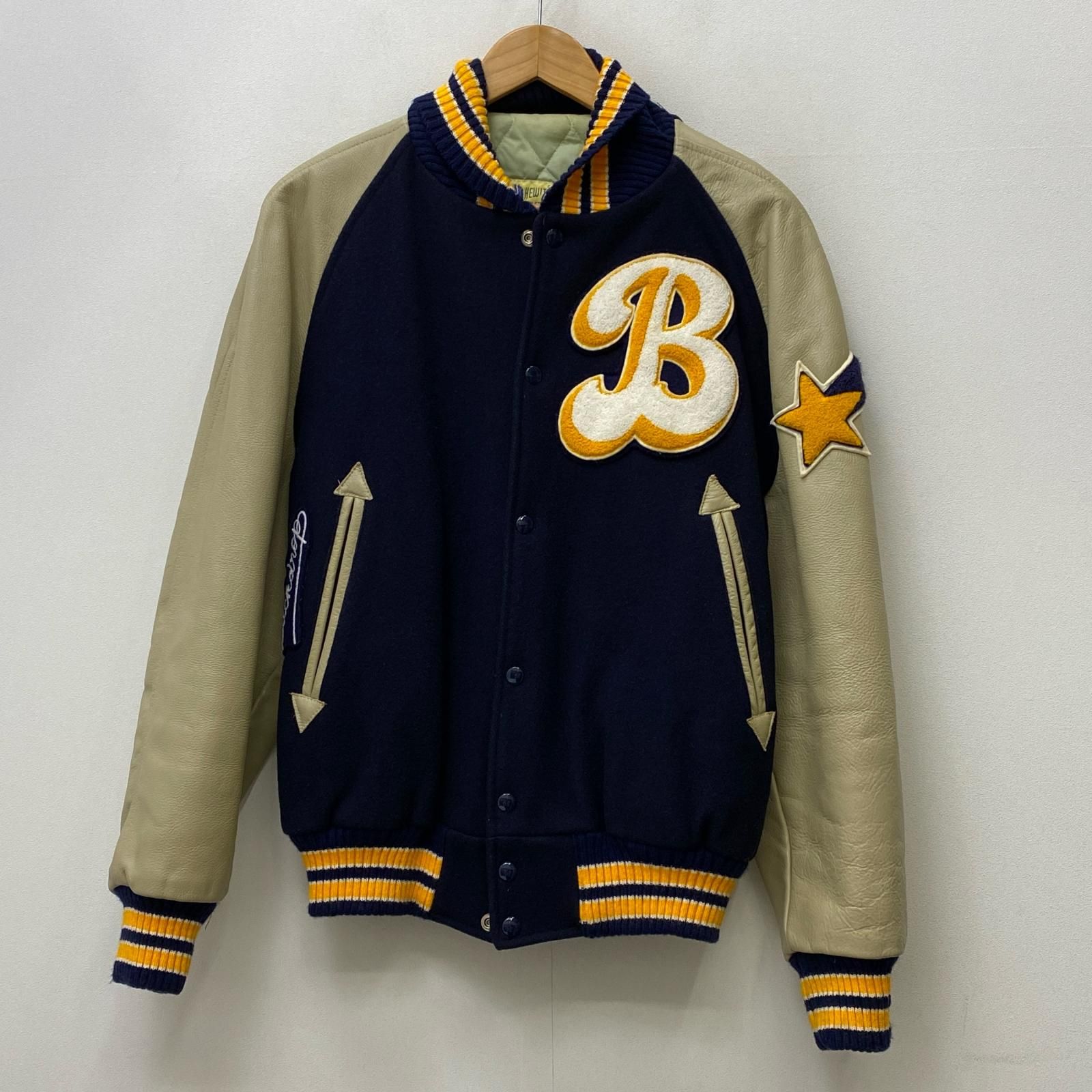 【加古川店】 中古 スタジャン STADIUM JACKET hewitt mfg ×BACK DROP ネイビー 【93】