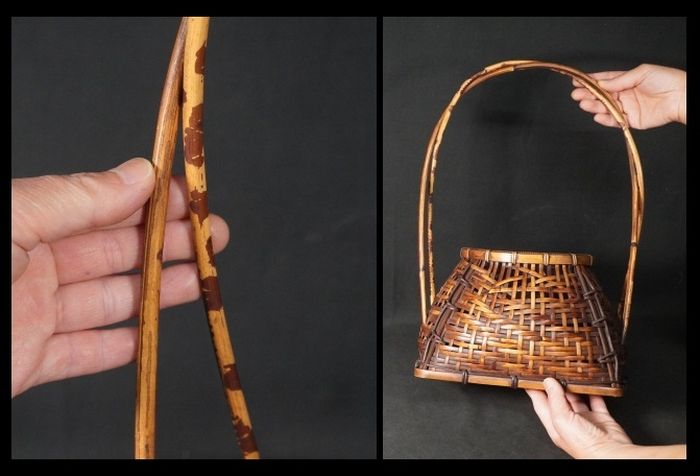 ◆送料無料◆　宗全籠　花入　宗秦作　華道　竹細工　花器　茶室　茶道　共箱　共布　編籠｜その他