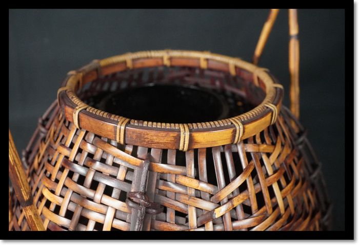 ◆送料無料◆　宗全籠　花入　宗秦作　華道　竹細工　花器　茶室　茶道　共箱　共布　編籠｜その他