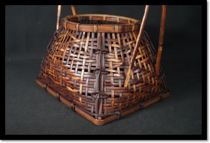 ◆送料無料◆　宗全籠　花入　宗秦作　華道　竹細工　花器　茶室　茶道　共箱　共布　編籠｜その他