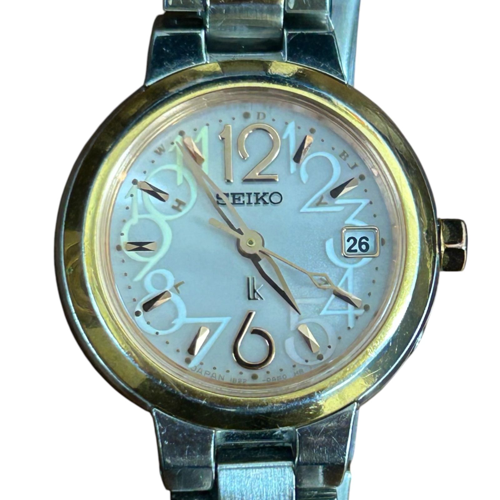 セイコー SEIKO ルキア 1B22-0AK0 腕時計 電波ソーラー ピンク ゴールド