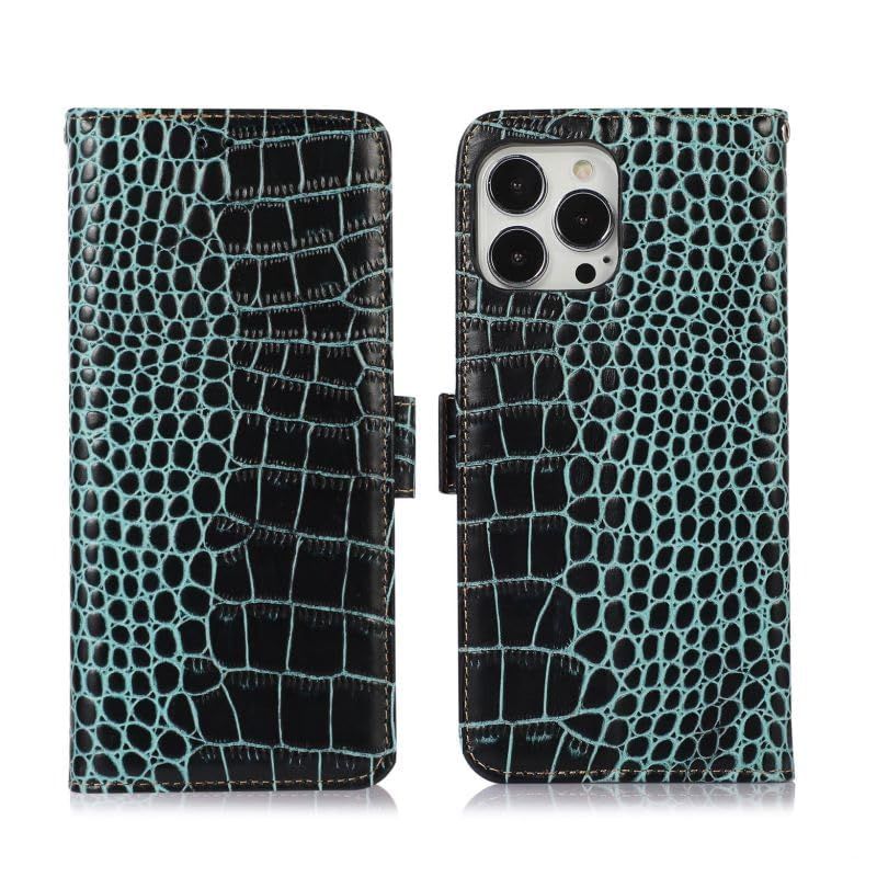 新品】 for iphone 16 Pro Max ケース 手帳型 本革 ワニ柄 for