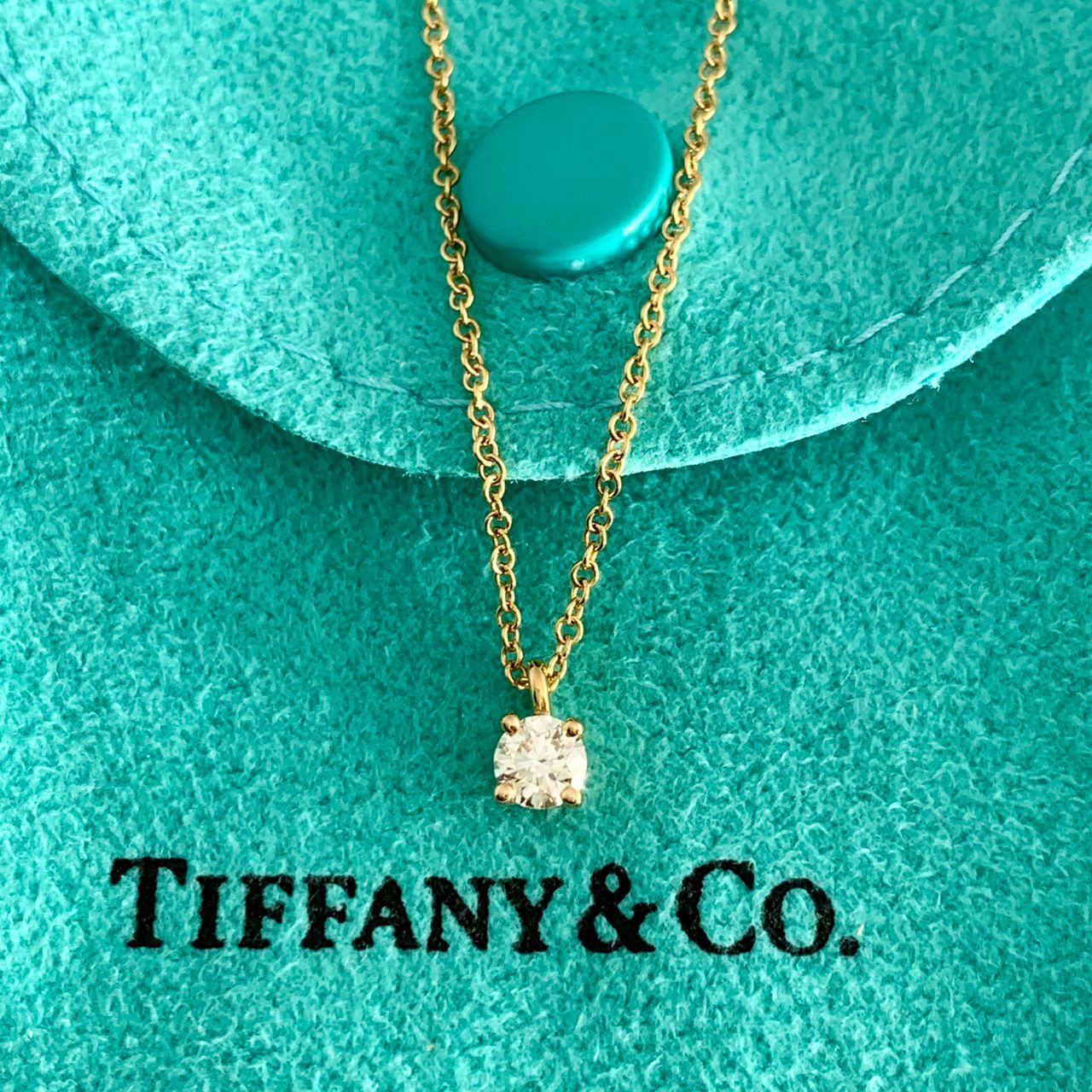 ティファニー 0.2ct ダイヤモンド ソリティア YG ネックレス AEJ3