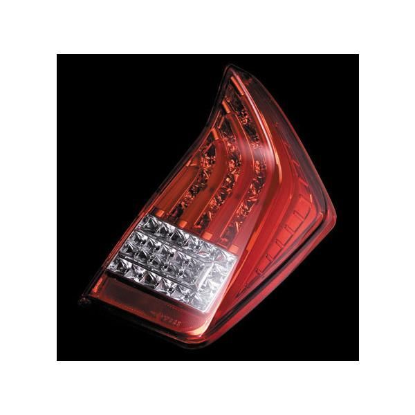 プリウス30 ZVW 30系 前期 後期 ヴァレンティ LEDテールランプ ハーフレッド クローム ファイバー LED テールランプ テール TT30PRI-HC-2 カスタム パーツ カスタムパーツ 人気 おすすめ おしゃれ