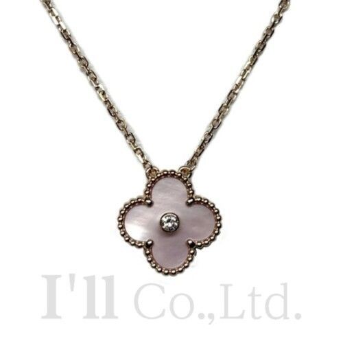 Van Cleef & Arpels　ヴァンクリーフ＆アーペル　ヴィンテージ　アルハンブラ　ネックレス　VCARPM0P00　750PG　ピンクマザーオブパール　1Pダイヤモンド　ペンダント　K18PG　Au750　ピンクゴールド【87158】