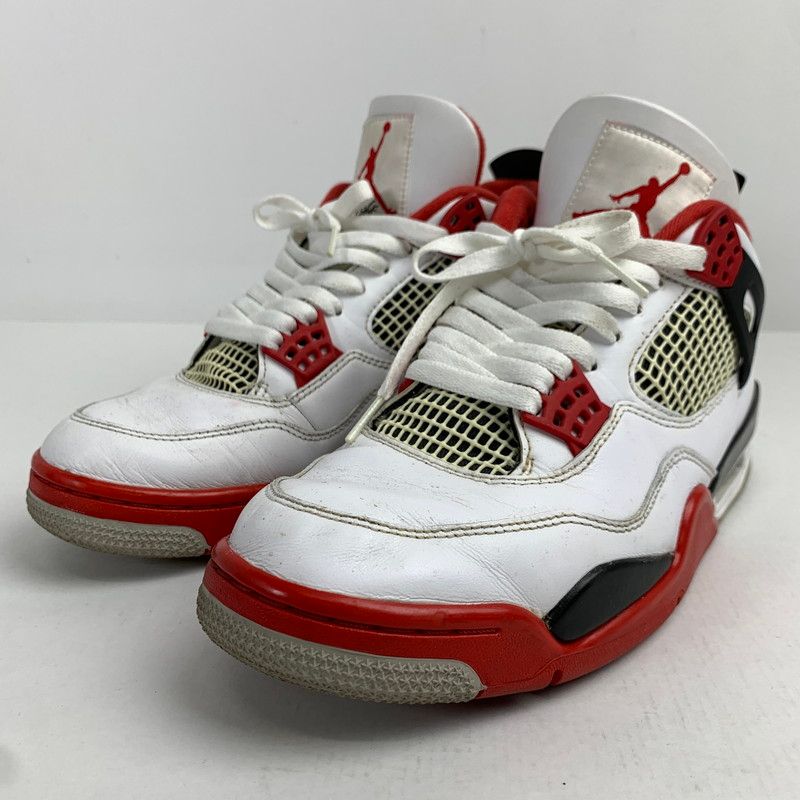 【中古品】 NIKE ナイキ DC7770-160 AIR JORDAN 4 RETRO エアジョーダン4 レトロ FIRE RED WHITE.RED SIZE:27.5cm スニーカー 靴 【160-260618-ky-05-fuzh】