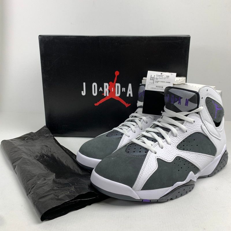 【中古美品】 NIKE ナイキ CU9307-100 AIR JORDAN７RETRO エアジョーダン7 レトロ ”FLINT” (2021) WHITE.GRAY SIZE:27.5cm スニーカー 靴 【160-260618-ky-09-fuzh】
