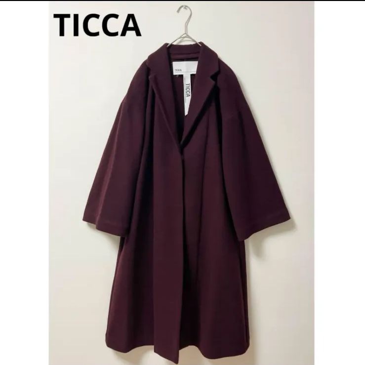 【タグ付き】【美品】TICCA チェスターコート　ロングコート TICCA ロングコート レディース 38 ウール フレア チェスターコート
