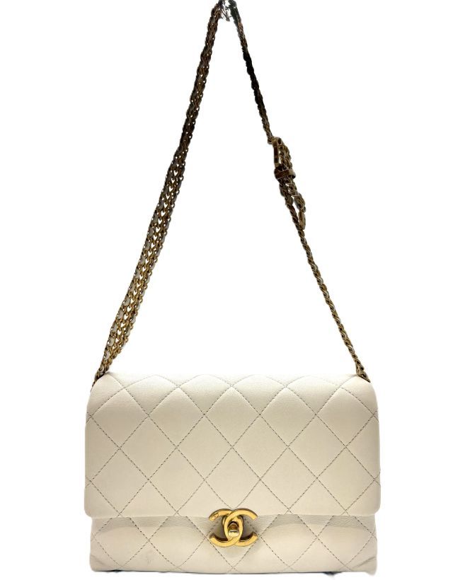 CHANEL シャネル バッグ マトラッセ ベルトチェーンバッグ ホワイト/GP ラムスキン ﾊﾞｯｸﾞ AS3994 B10671 ショルダーバッグ ラムスキン ホワイト レディース【中古】436