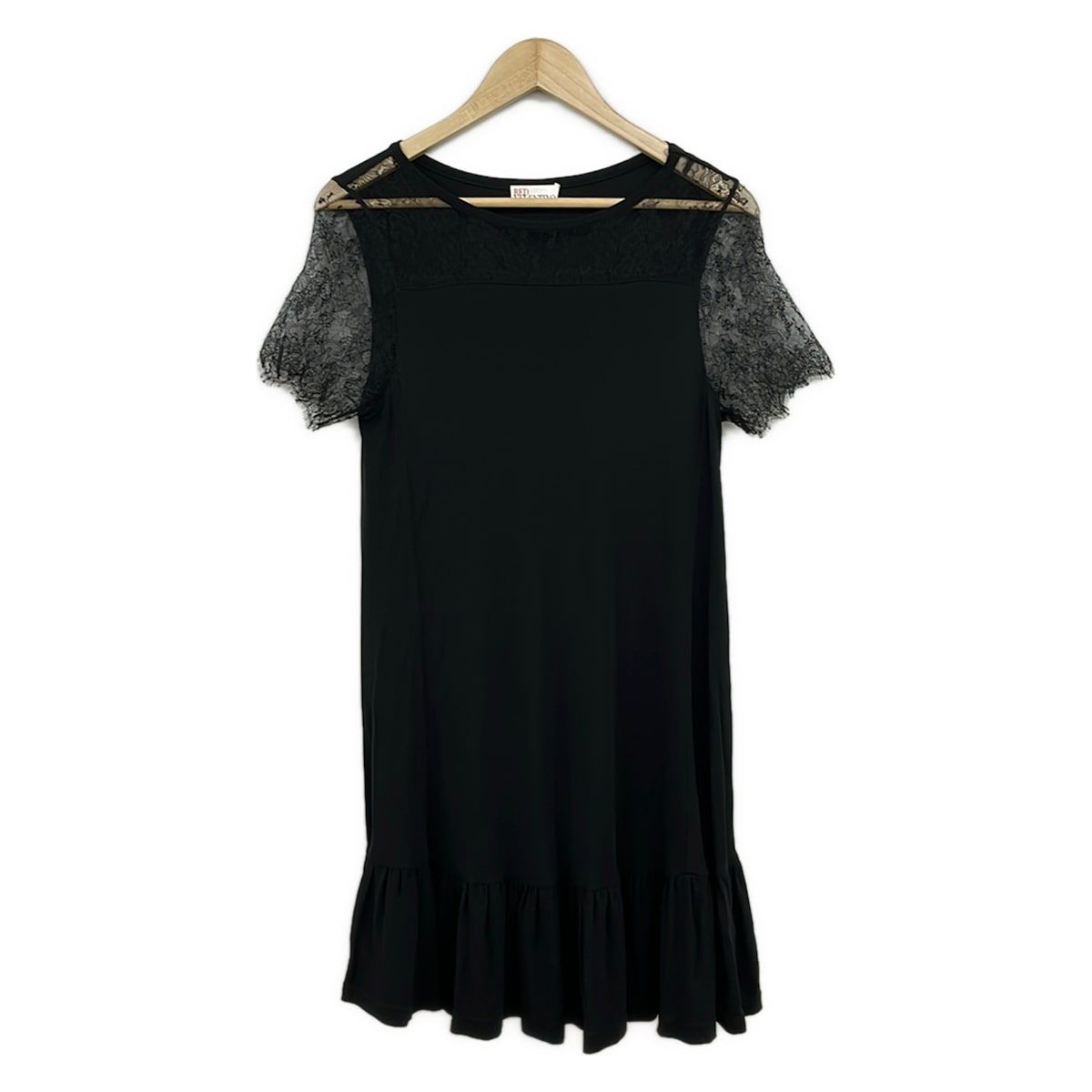 RED VALENTINO(レッドバレンチノ) ワンピース サイズL レディース美品 - 黒 クルーネック/半袖/ひざ丈/花柄
