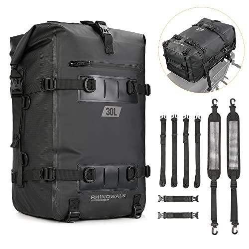 Rhinowalk ドライパック バイク用 シートバッグ ツーリングバッグ 完全防水 30L大容量 パニアバッグ 多機能 モジュール モトパック 拡張性 ショルダーベルト付き 取り付け簡単 バイクドライパック送料無料 079c9dde