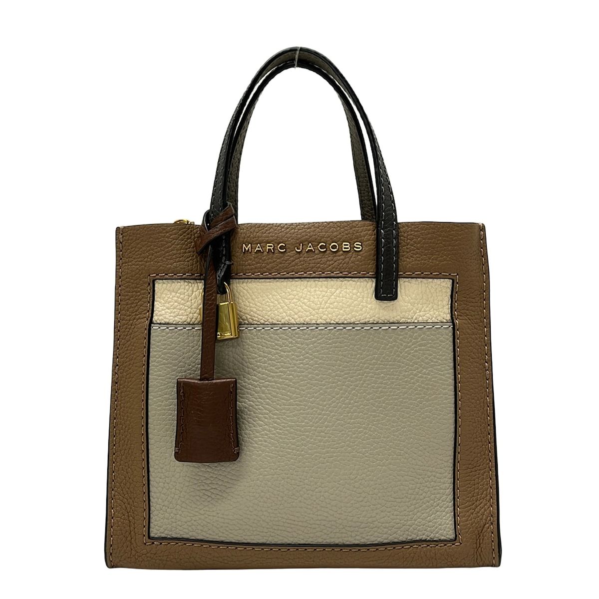 MARC JACOBS(マークジェイコブス) ハンドバッグ ザ グラインド ミニ M0013663 ライトブラウン×アイボリー×グレー レザー