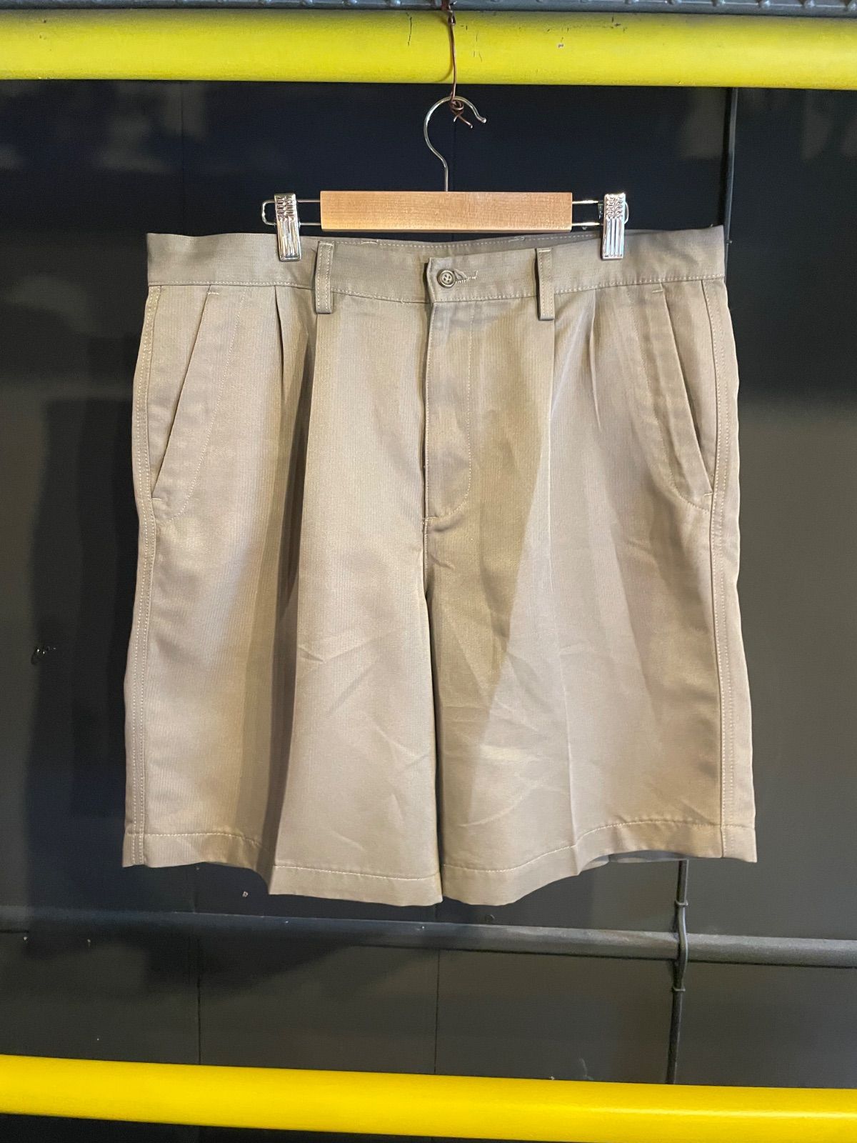 ドッカーズゴルフ Dockers Golf チノショーツ ヘリンボーン タック入り グレージュ トープ taupe ポリエステル W36 ヴィンテージ 古着 ハーフパンツ ゴルフ