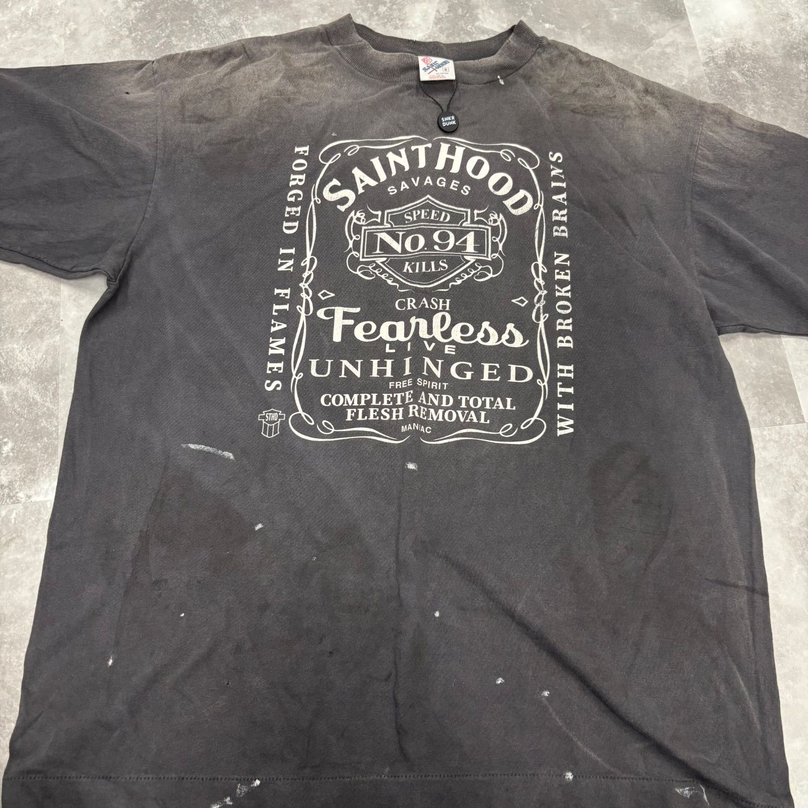 (o) SAINT MICHAEL セントマイケル 半袖Tシャツ Sサイズ ブラック ロゴプリント/1614