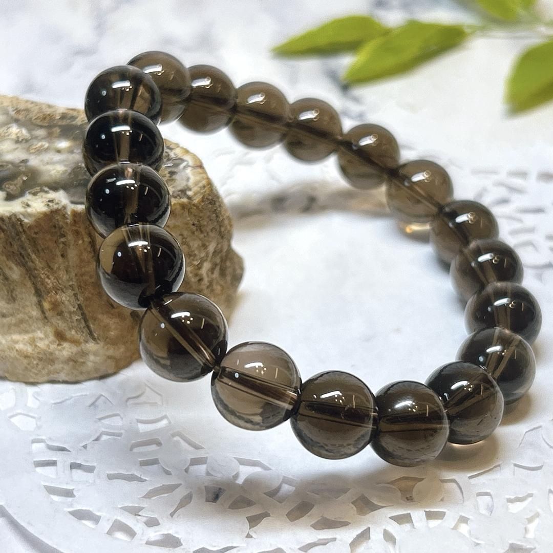 E100201】スモーキークォーツ 10㎜ 煙水晶 ブレスレット Smoky Quartz