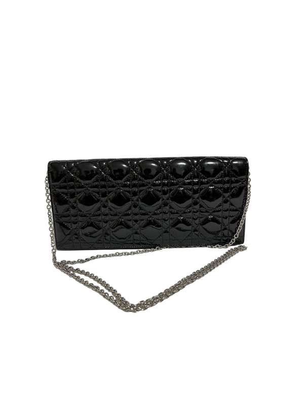 CHRISTIAN DIOR　クリスチャンディオール　カナージュ　ブラック　パテントレザー　チェーンショルダーバッグ 【LVU25011583】