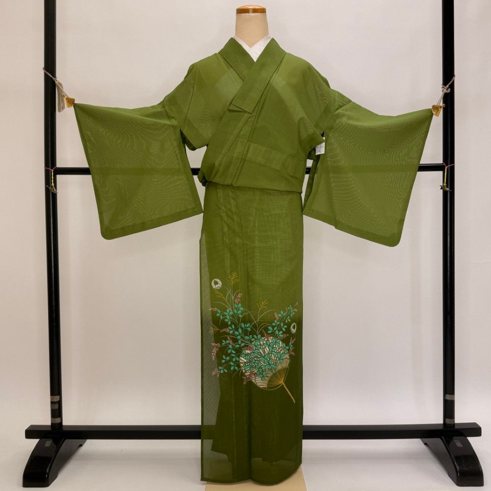 訪問着 付け下げ 絽 夏用 夏 洗える着物 礼装 ポリエステル 裄66.3cm M
