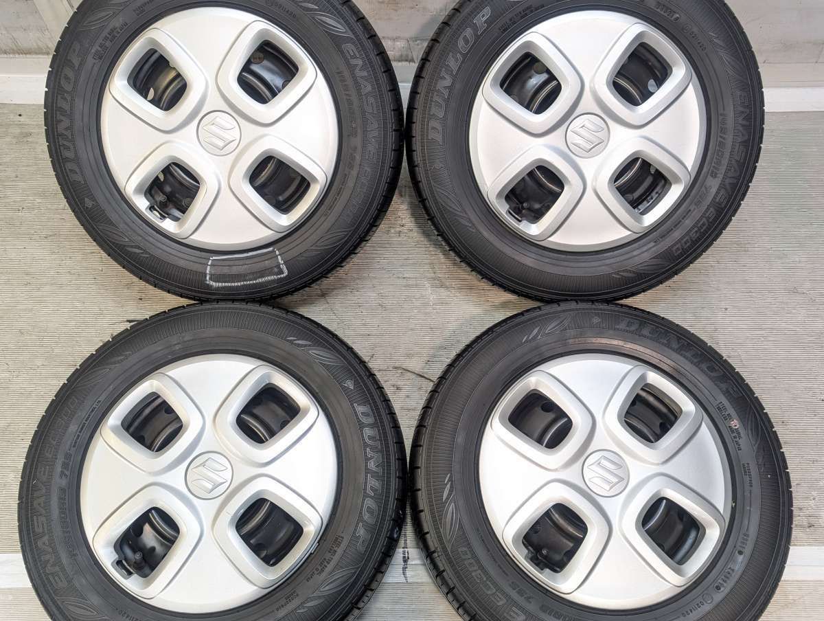 145/80R13 ダンロップ エナセーブ EC300 スズキ純正 13x4.0 100-4穴 中古タイヤ サマータイヤ ホイールセット 4本セット s13260529036