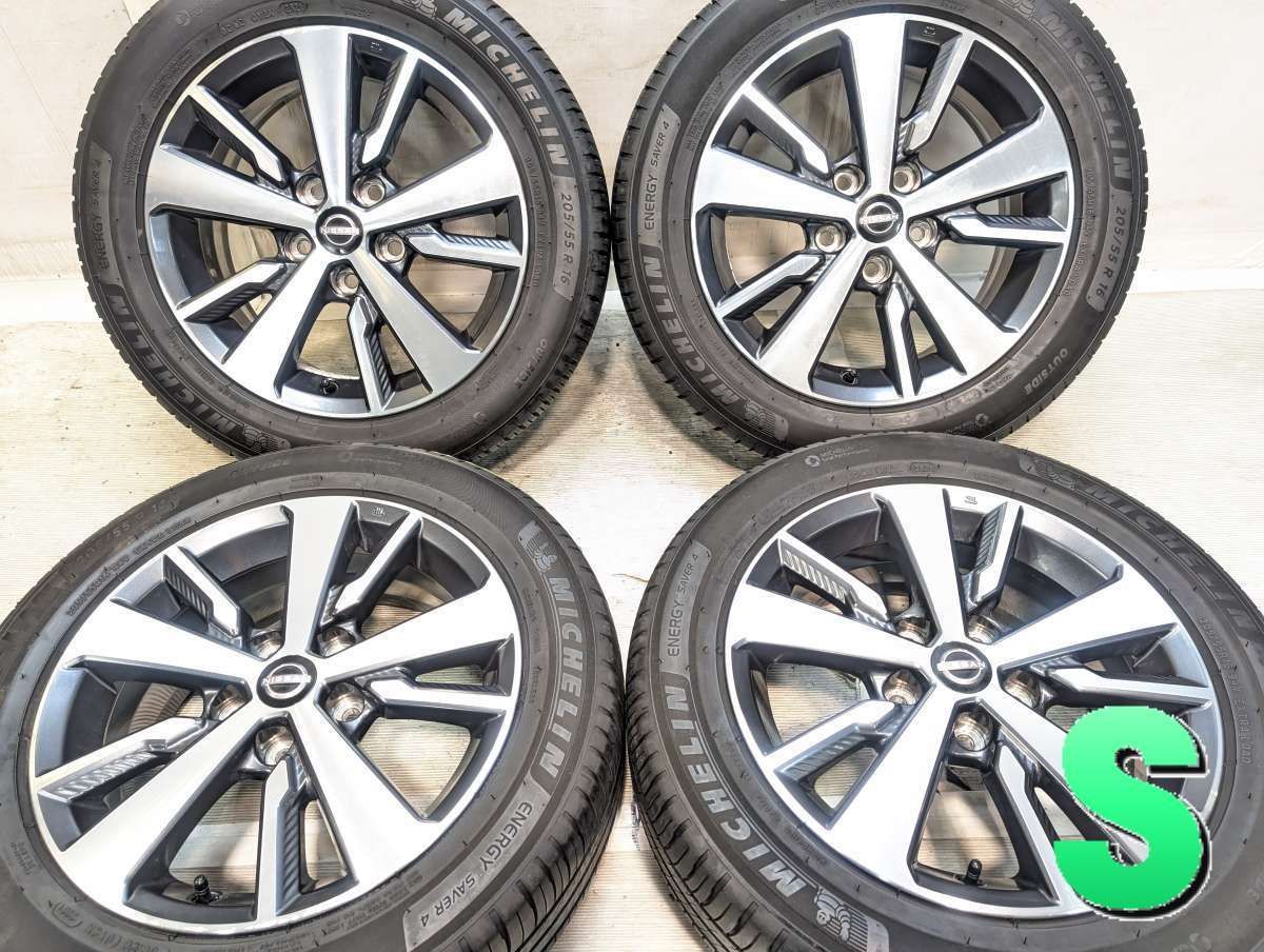 205/55R16 ミシュラン エナジーセイバー4 日産純正 16x6.5 40 114.3-5穴 中古タイヤ サマータイヤ ホイールセット 4本セット s16260605900