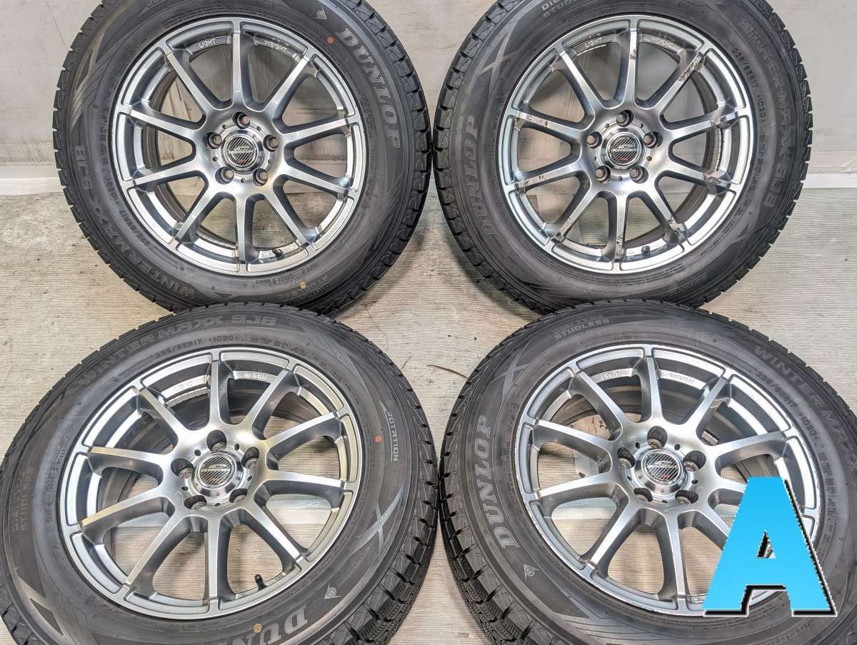 225/65R17 ダンロップ ウィンターマックス SJ8 　 SCHNEIDER 17x7.0 38 114.3-5穴 中古タイヤ スタッドレスタイヤ ホイールセット 4本セット w17260608908