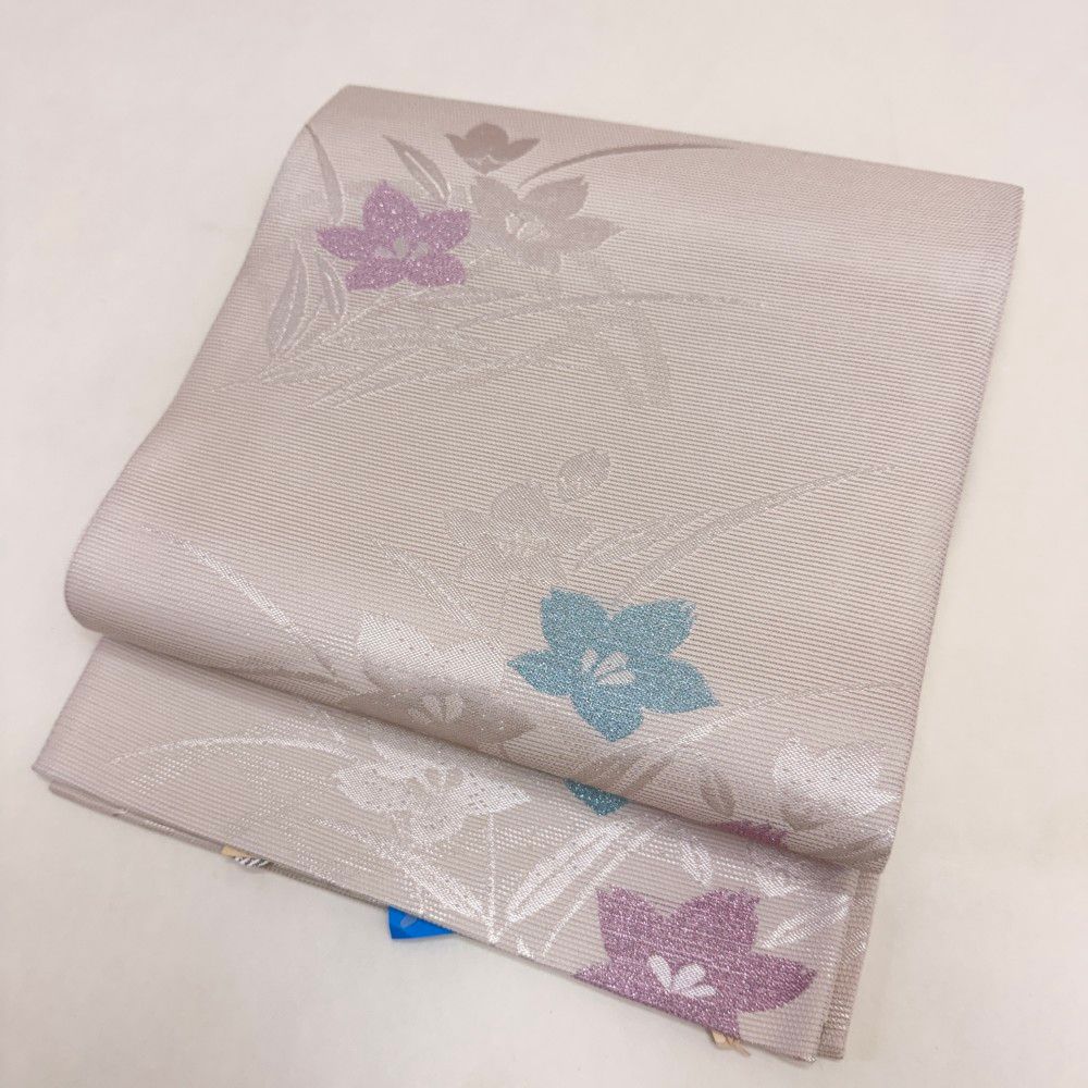 夏袋帯 袋帯 夏用 新品 仕立て上がり 白 六通柄 普段着 お洒落着 礼装 正絹 ハンドメイド 6017