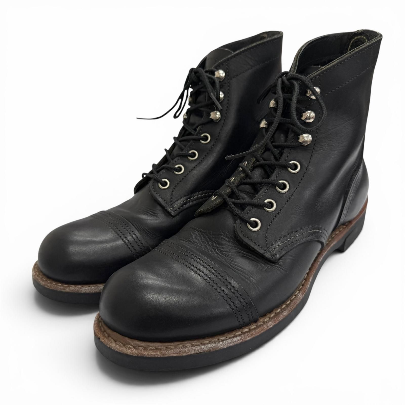 良品△RED WING レッドウィング 2012年製 8114 アイアンレンジャー レースアップ レザー ショートブーツ ブラック 25.5cm USA製 メンズ