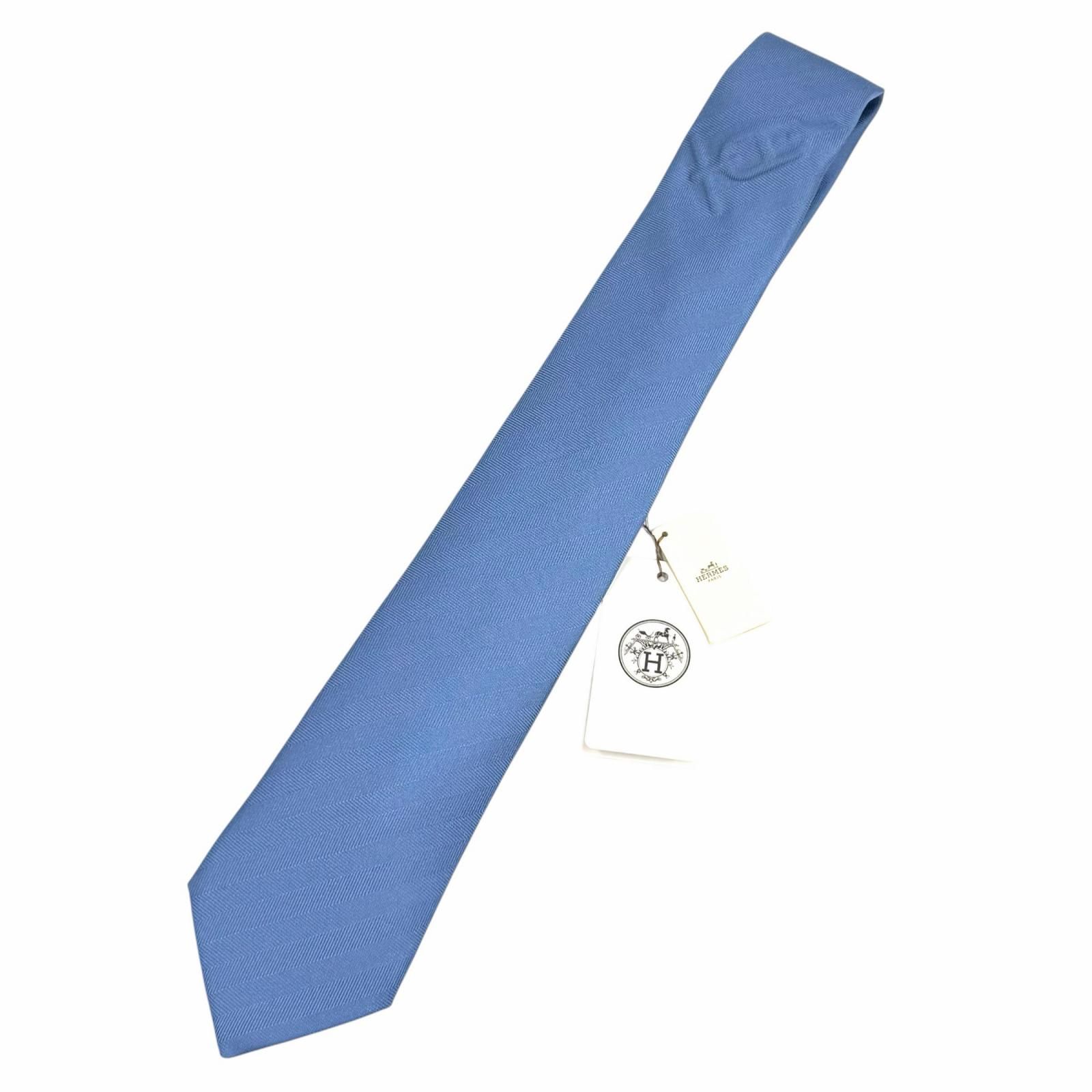 未使用品★HERMES エルメス シルク100% SEYCHELLES Hロゴ シェーヌダンクルエンボス ネクタイ 仏製 メンズ ビジネスオススメ◎ 箱付き