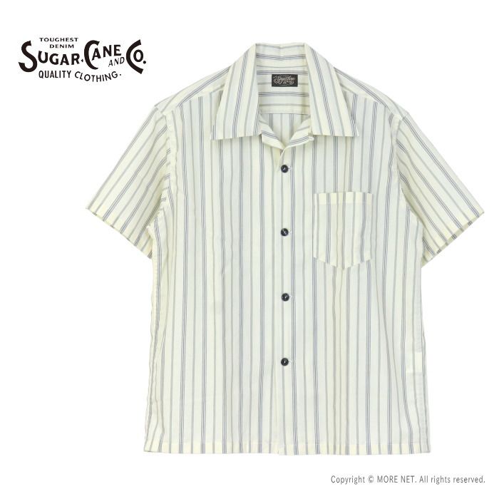 シュガーケーン SUGAR CANE ドビーストライプ オープンシャツ SC39725 メンズ 日本製 半袖 開襟