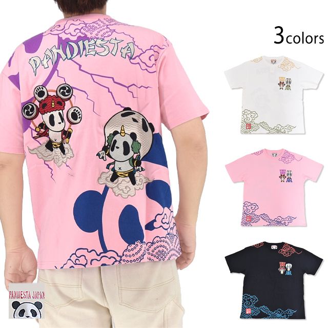 風雷熊猫半袖Tシャツ◆PANDIESTA JAPAN