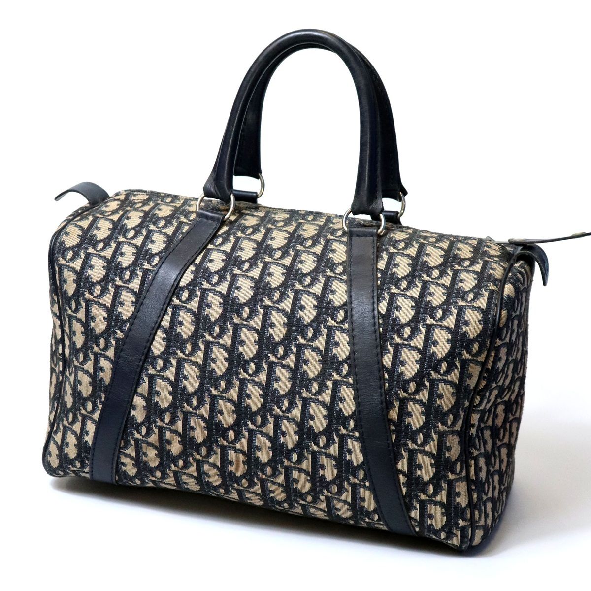 Dior ディオール トロッター ボストンバッグ 幅30cm キャンバス/レザー ネイビー レディース
