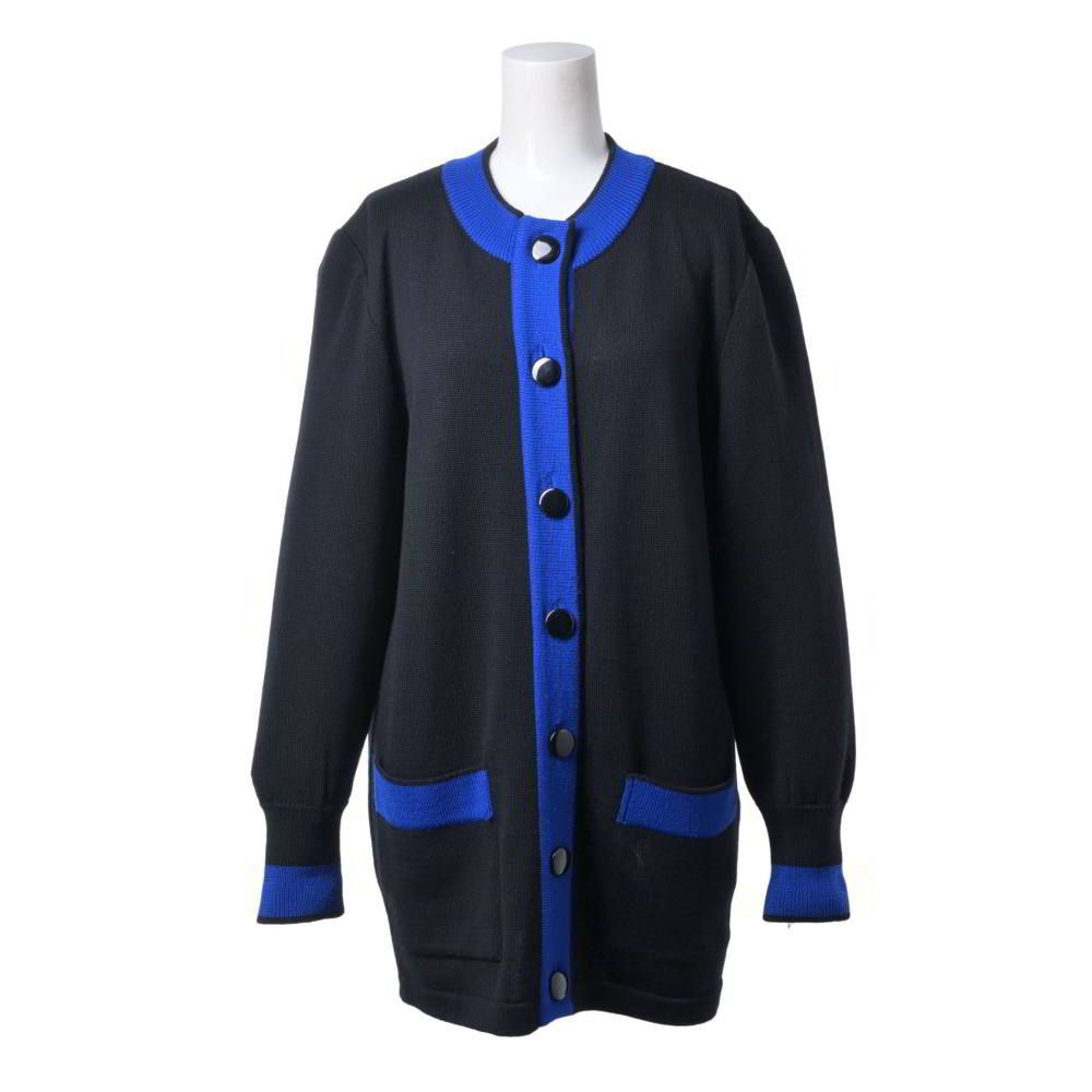 美品　Yves Saint Laurent カーディガン バイカラー　ウール YVES ヴィンテージ ウール YSLロゴ バイカラー カーディガン - メルカリ