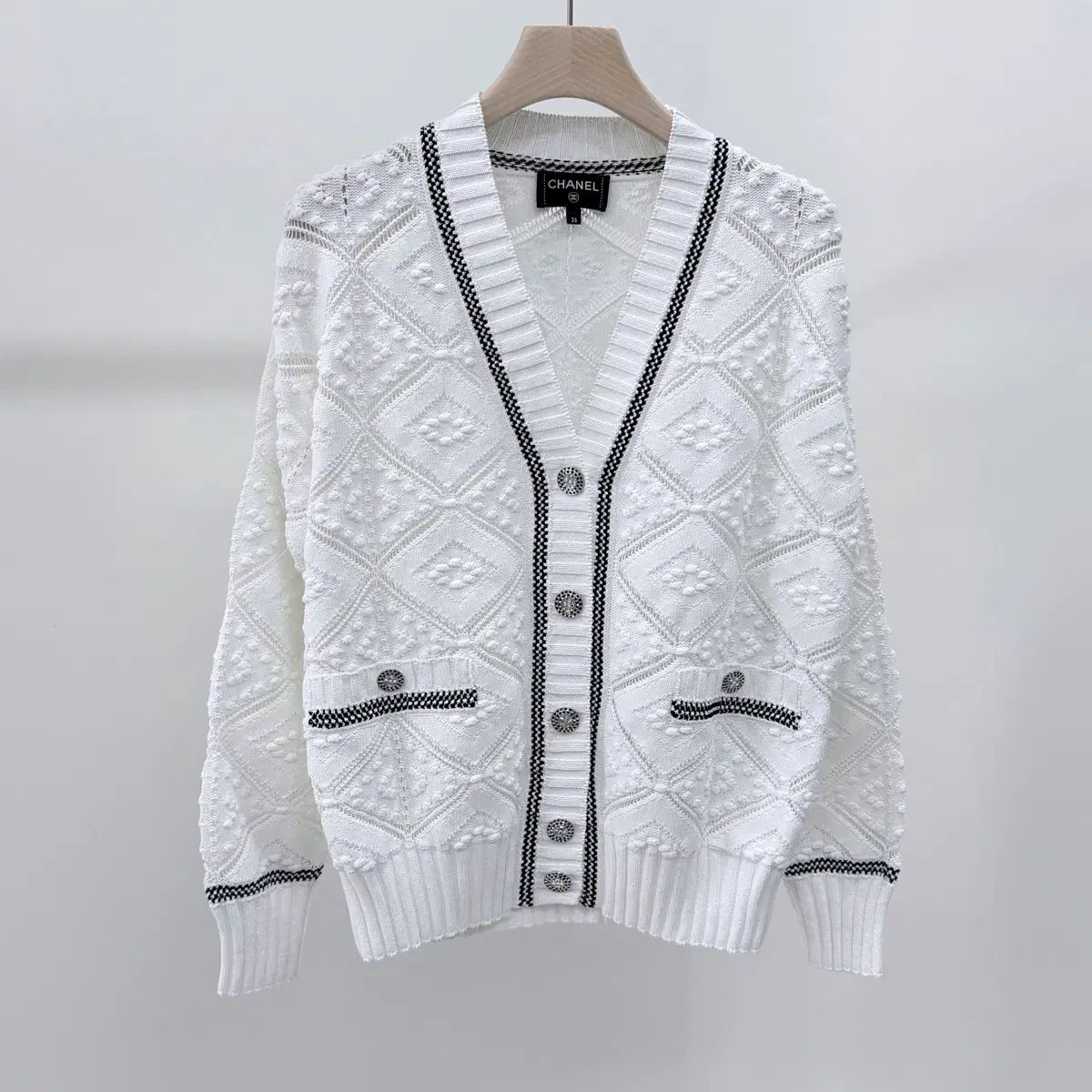 S+級/36 シャネル カシミア レディース ニット カーディガン 白