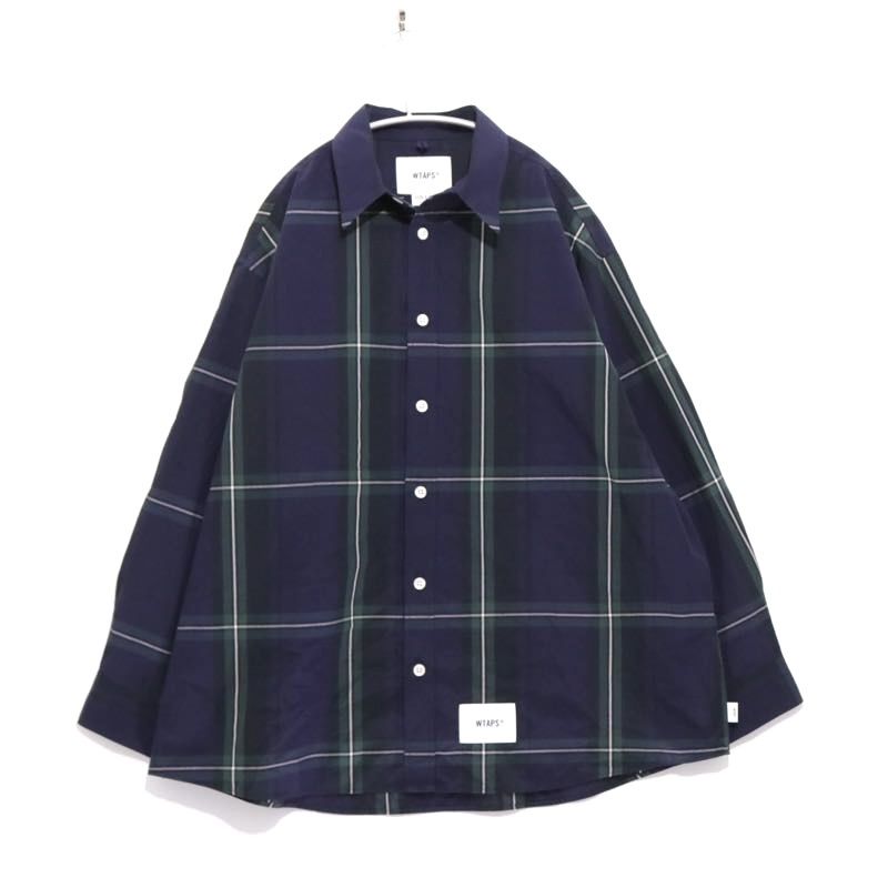 【中古A】サイズ 2 ダブルタップス WTAPS 24SS テキスト01 ロングスリーブ コットンブロードクロス TXT 01 / LS / COTTON. BROADCLOTH. TEXTILE 241TQDT-SHM02 ネイビー/チェック メンズ