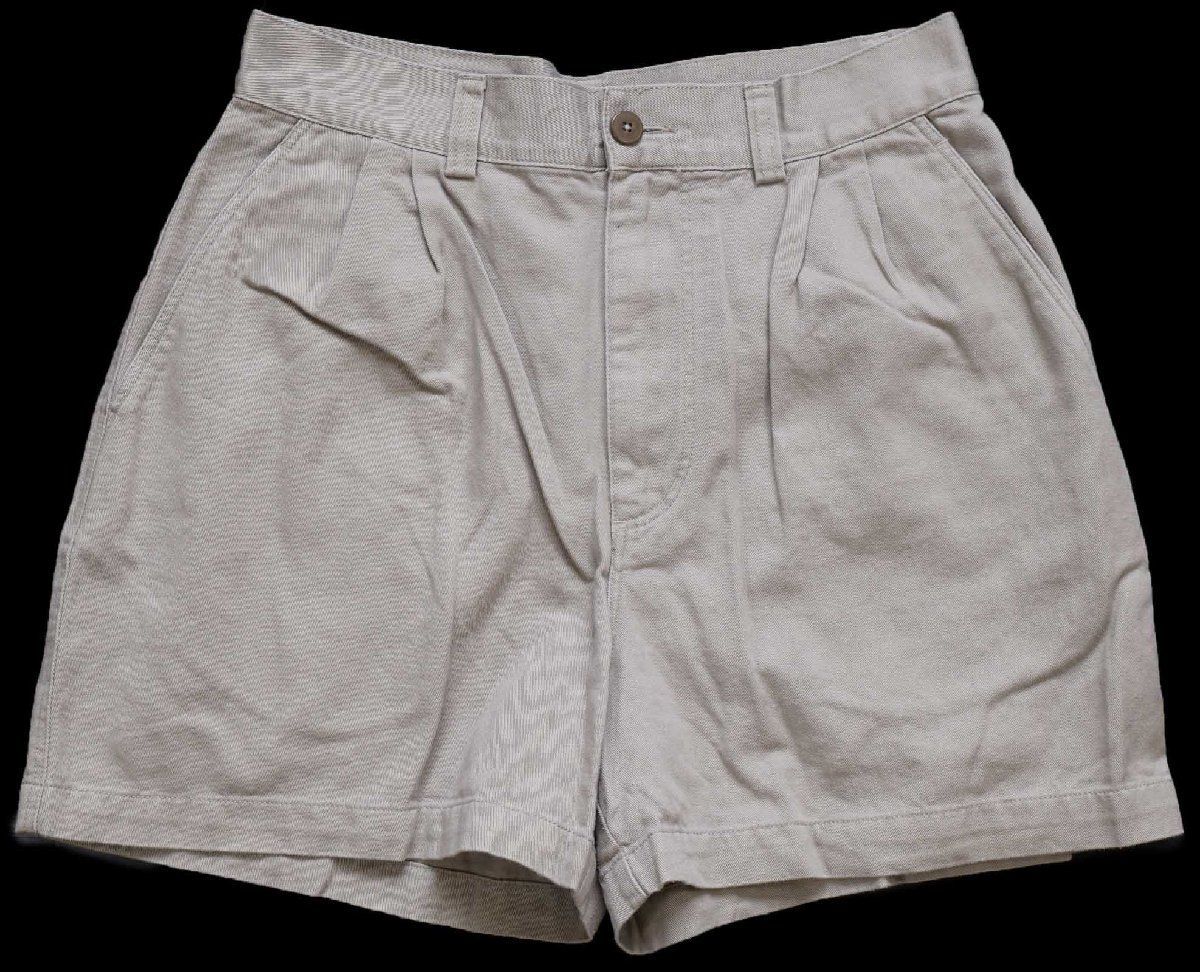 90s patagoniaパタゴニア ツータック オーガニックコットン ショートパンツ ベージュ 12★ショーツ ハーフ ビンテージ アウトドア