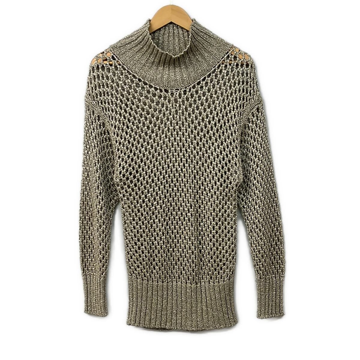 Max Mara(マックスマーラ) 長袖セーター サイズL レディース美品 - グレーベージュ×シルバー