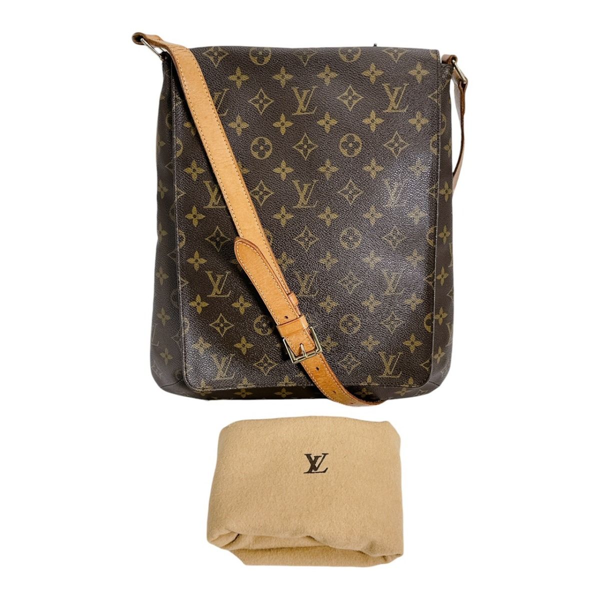 ルイヴィトン M51256 モノグラム 斜め掛けショルダー ミュゼット ショルダーバッグ LOUIS VUITTON ブラウン