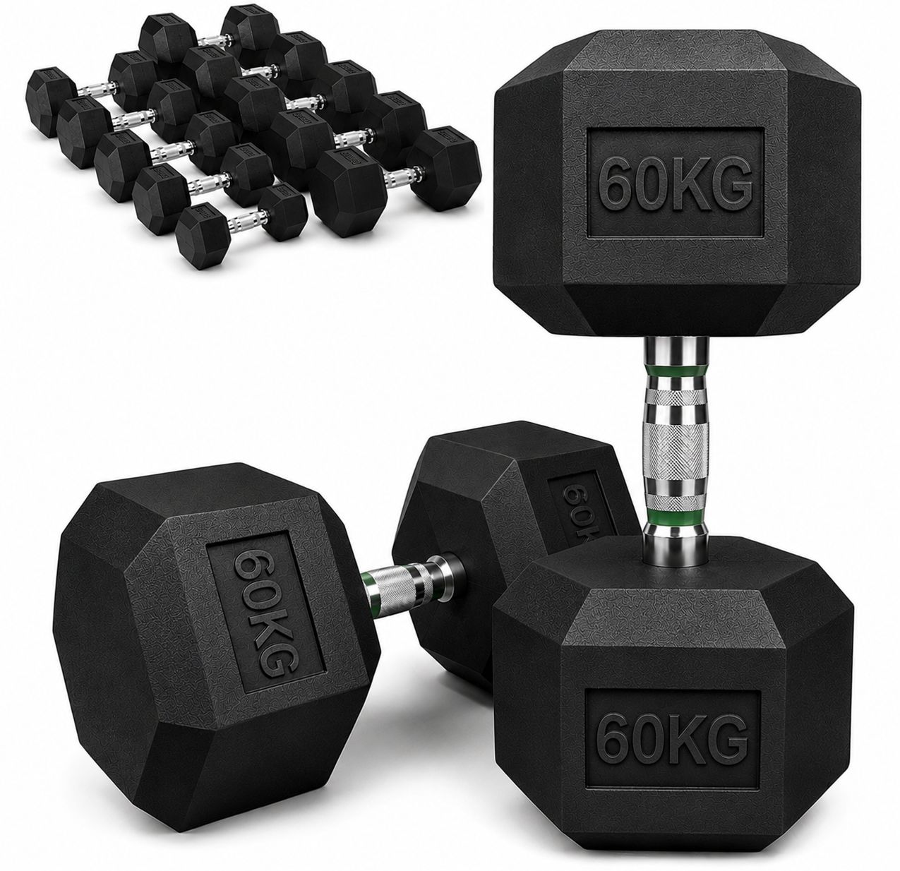 ヘックス  ダンベル　60kg 2個 新品】□全国の大手ジムに多数導入□ 高密度ヘックスダンベル 60kg×2個