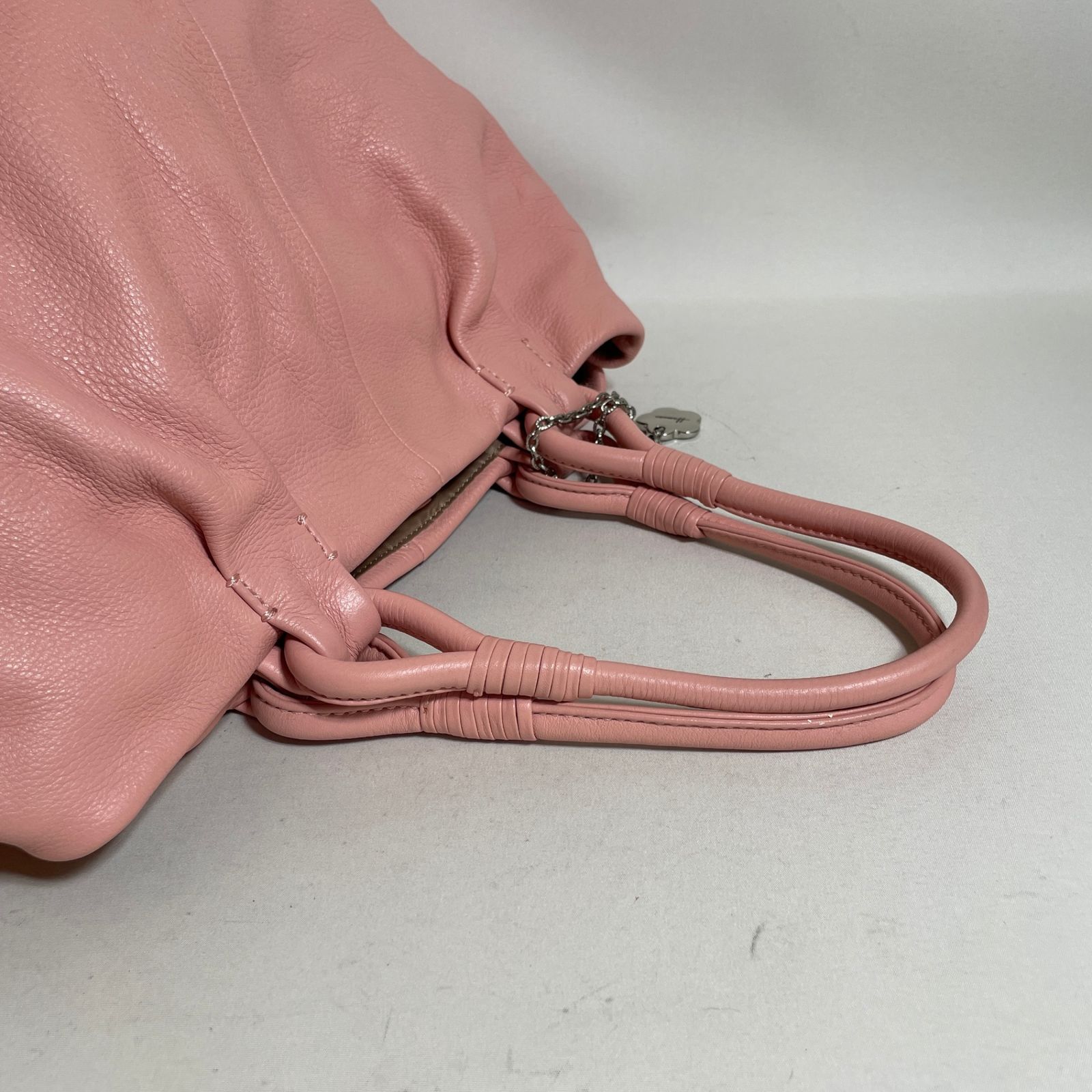 2606-13｜美品｜ハマノ トートバッグ レザー ピンク - メルカリ