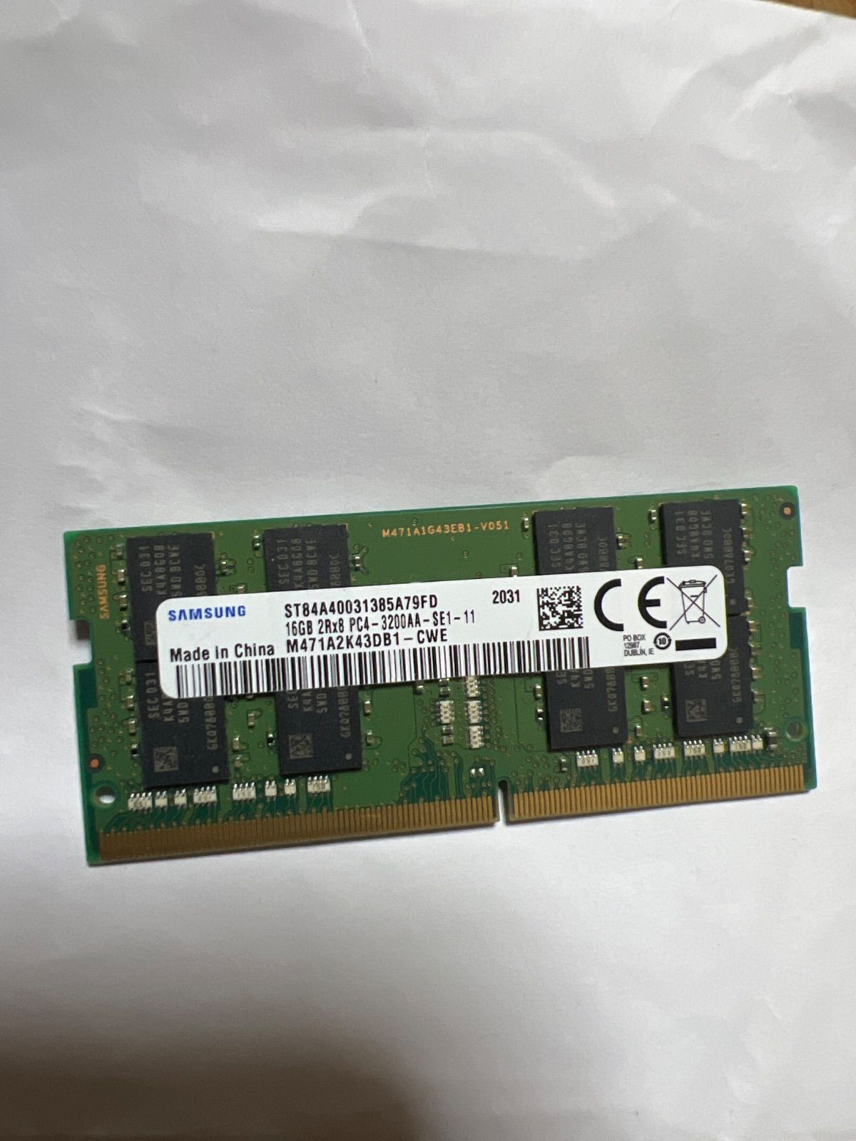 Samsung ノートPC用メモリ 16GB PC4-3200AA