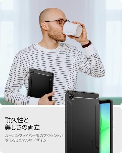Spigen Galaxy Tab A11 ケース 衝撃吸収 耐衝撃 保護カバー エア・クッション 米軍MIL規格 スタンド 落下防止 ラギッド・アーマー ACS10462 (ブラック)/ 3d5992d6