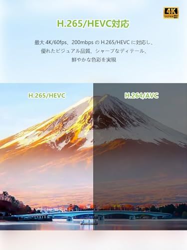 4Kメディアプレーヤー 最大4096*2160p 60fps対応 H.265/HEVC/VP9対応 最大4TB USB/1TB SDカード直接再生、自動再生&BGMスライドショー、日本語説明書 付きmp4プレーヤー SDカード再生プレーヤー/ 639b3a85
