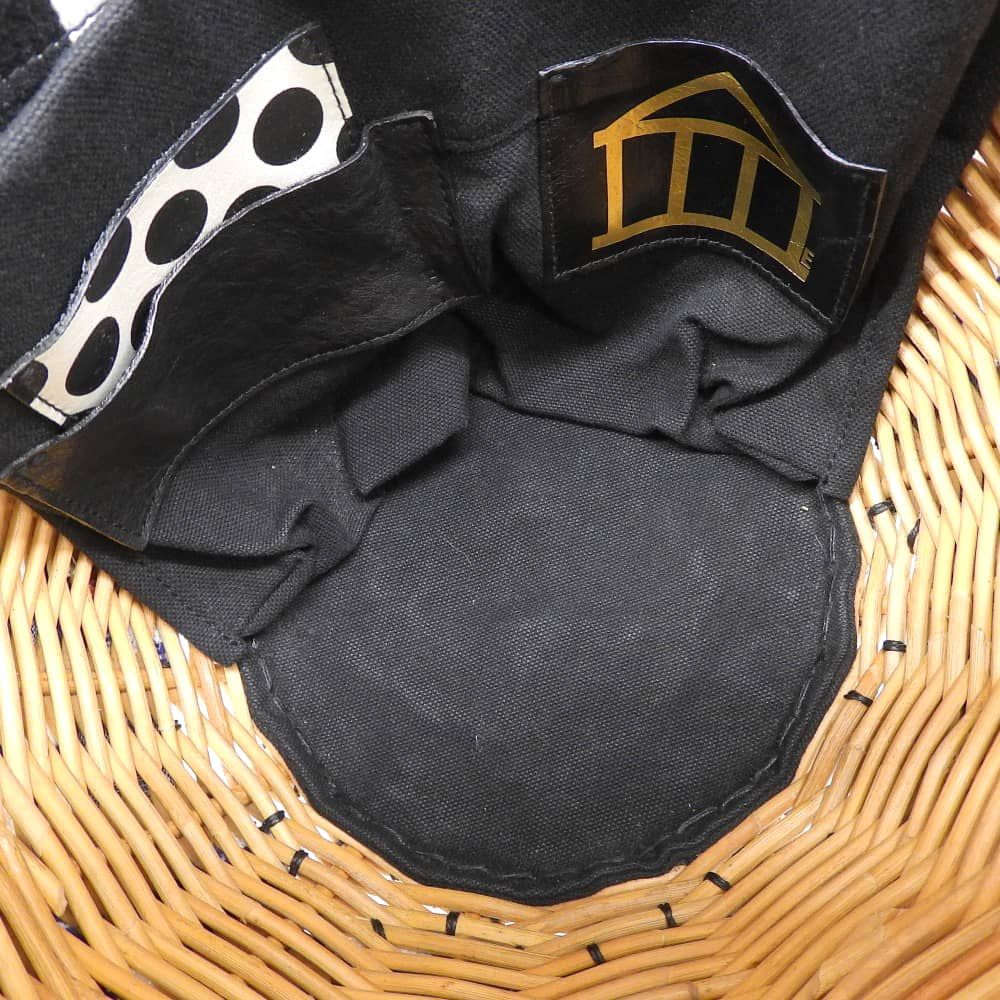 超美品 エバゴス ebagos シェニール織り バーキン型 カゴ バッグ 紅籐 リネンカバー ブルー 定価85800円 レディース