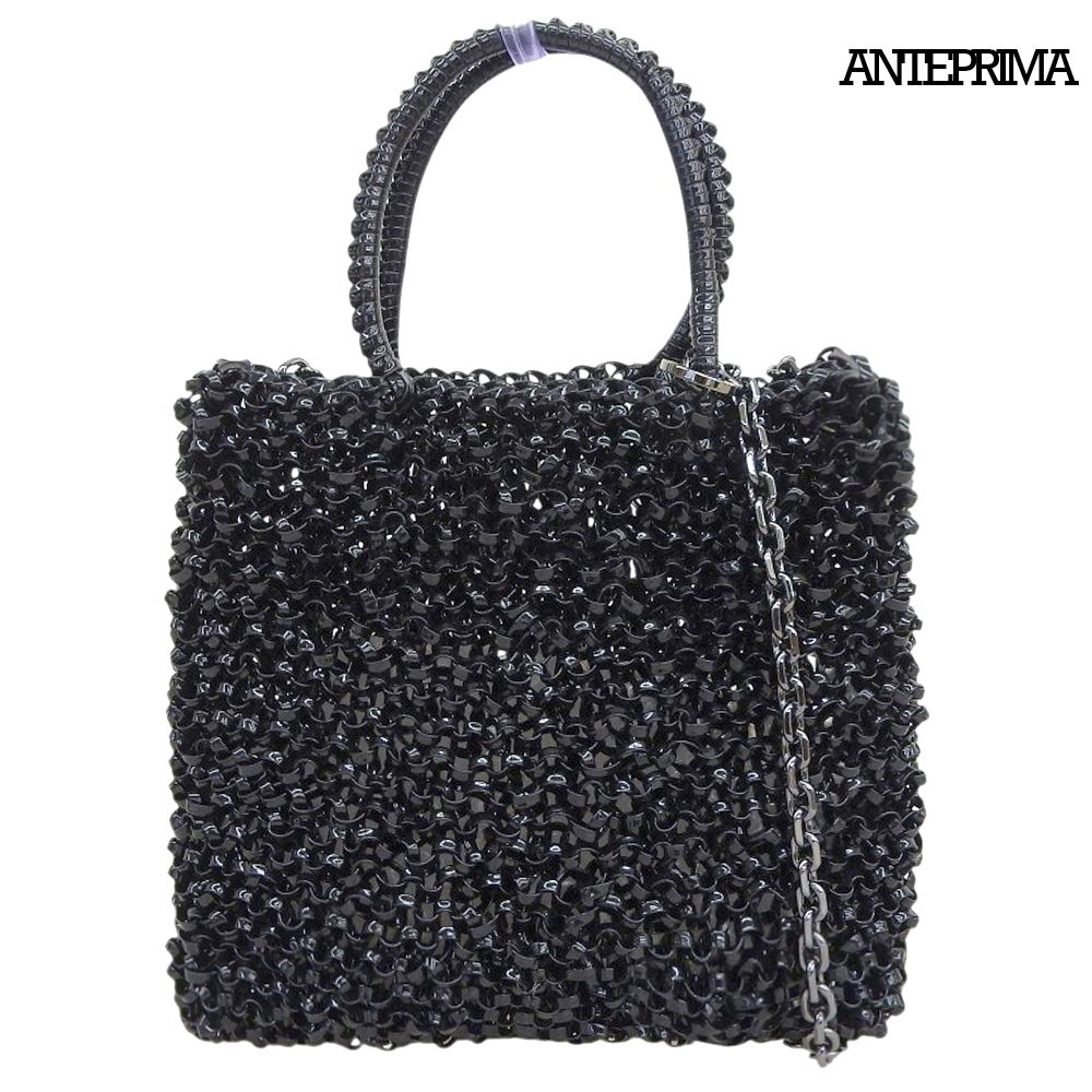 超美品 アンテプリマ ANTEPRIMA 現行品 PB21F12045 スタンダード ミニアトゥーラ チェーン ショルダー バッグ エナメル黒 定価36300円 ほぼ未使用
