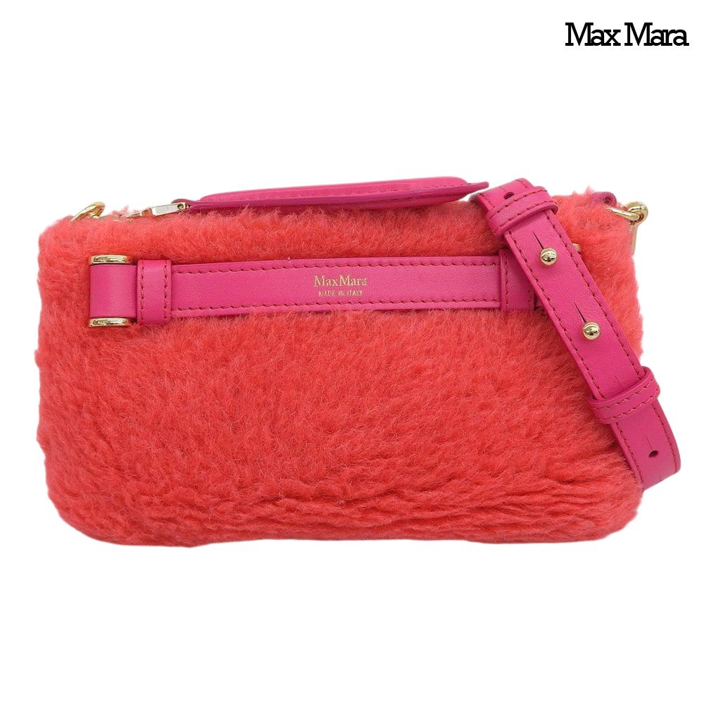 超美品 マックスマーラ MAX MARA 2019年 Wallet Bag テディベア ショルダー バッグ コーラル ピンク 定価64000円 レディース