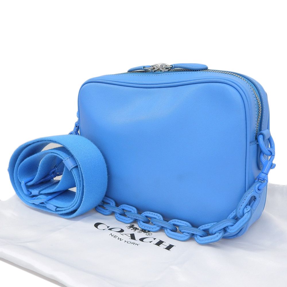 超美品 コーチ COACH 2024年 CR726 チャーター フラップ クロスボディ 24 グラブタン レザー 2way ショルダー バッグ ブルー