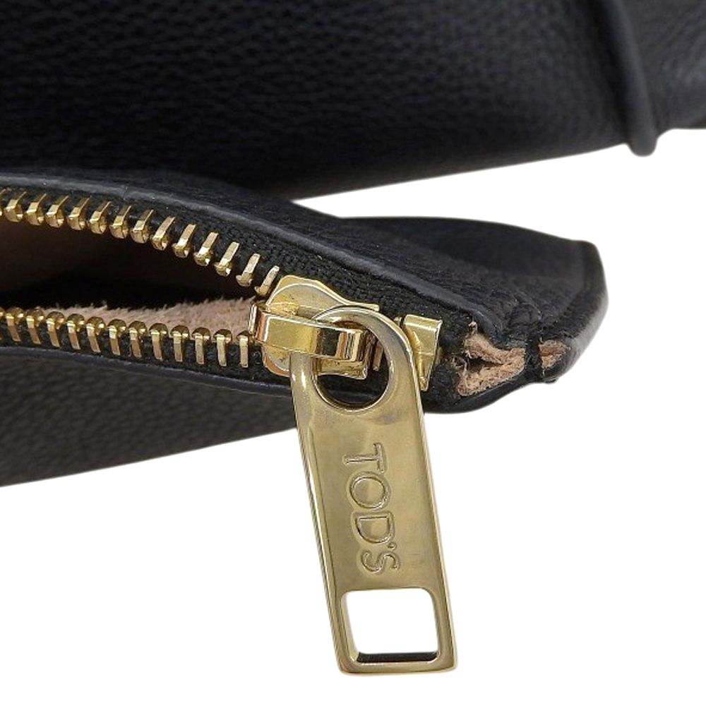良品 トッズ TOD’S Tリング 2WAY レザー ショルダー トート バッグ 黒 ブラック レディース