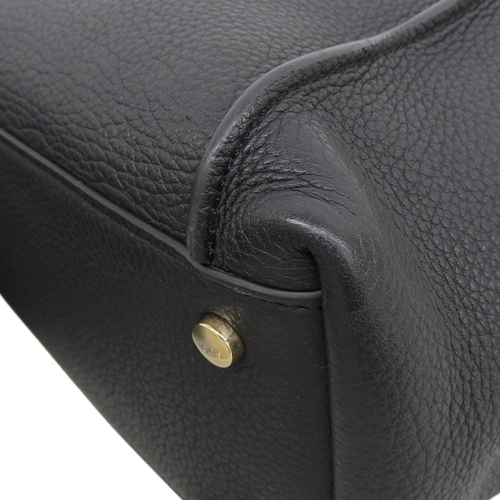 良品 トッズ TOD’S Tリング 2WAY レザー ショルダー トート バッグ 黒 ブラック レディース