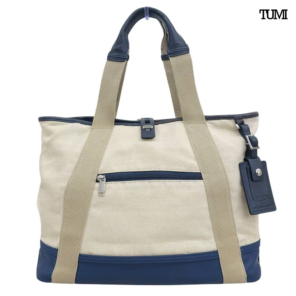 超美品 トゥミ TUMI 2221394NT2 オールバーブラウン コラボ 限定 キャンバス ショルダー トート バッグ 肩掛け ホワイト ネイビー 定価42900円 超美品 トゥミ TUMI 2221394NT2 オールバーブラウン コラボ 限定